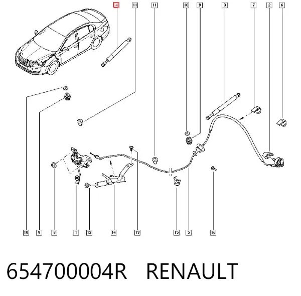 Amortyzator maski 654700004R Renault (RVI)