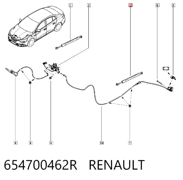 Amortyzator maski 654700462R Renault (RVI)