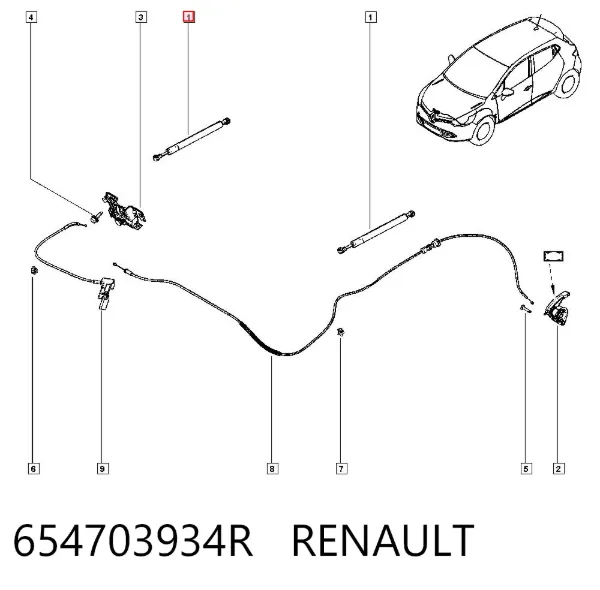 Amortyzator maski 654703934R Renault (RVI)