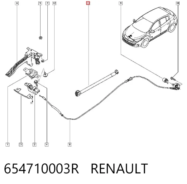 Amortyzator maski 654710003R Renault (RVI)