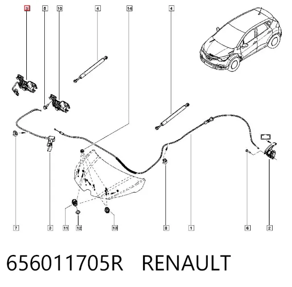 Zamek maski Renault Trafic III