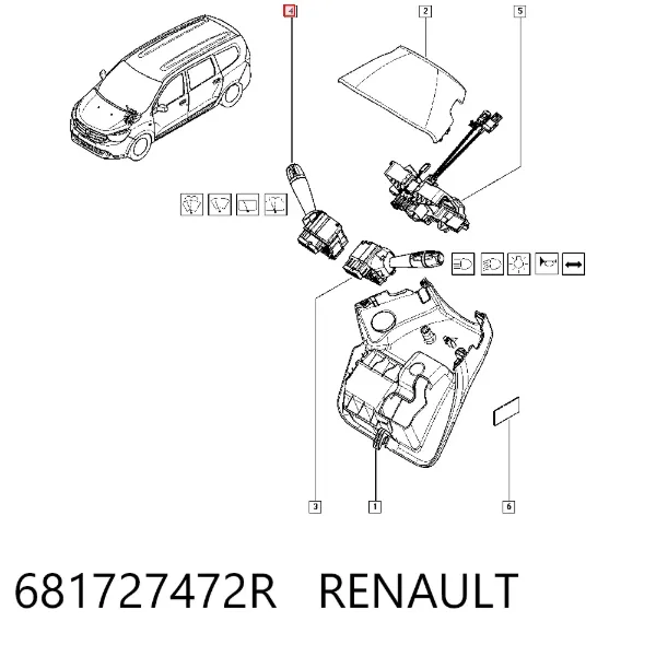 Przełącznik zespolony prawy 681727472R Renault (RVI)