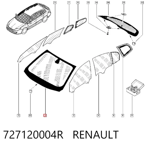 Szyba przednia 727120004R Renault (RVI)