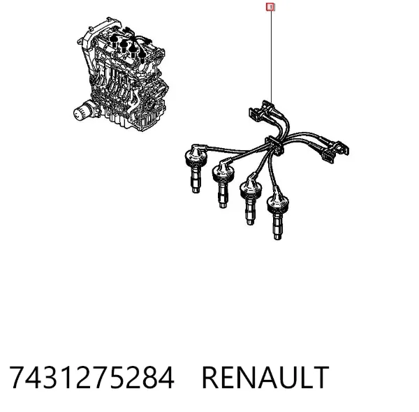 Zestaw przewodów wysokiego napięcia 7431275284 Renault (RVI)