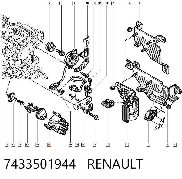 Kopułka rozdzielacza zapłonu 7433501944 Renault (RVI)