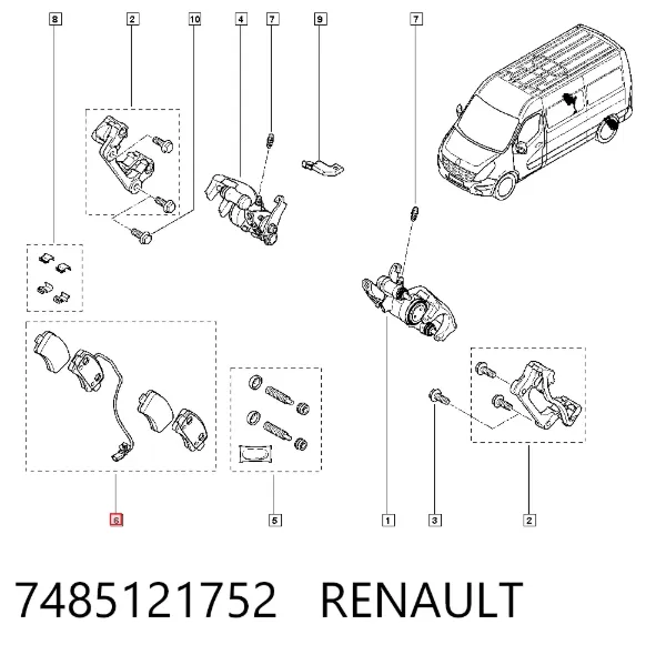 Okładziny (klocki) do hamulców tarczowych tylne 7485121752 Renault (RVI)
