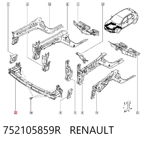 Wzmocnienie zderzaka przedniego 752105859R Renault (RVI)