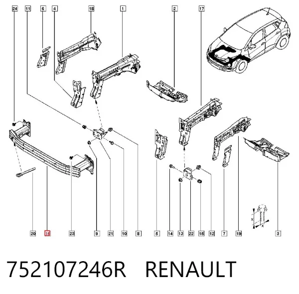 Wzmocnienie zderzaka przedniego 752107246R Renault (RVI)