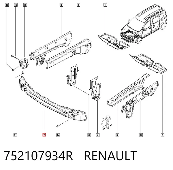 Wzmocnienie zderzaka przedniego 752107934R Renault (RVI)