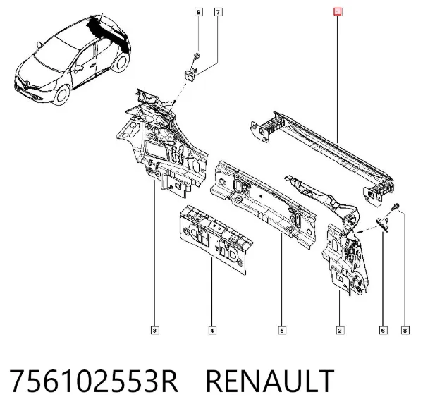 Wzmocnienie zderzaka tylnego 756102553R Renault (RVI)