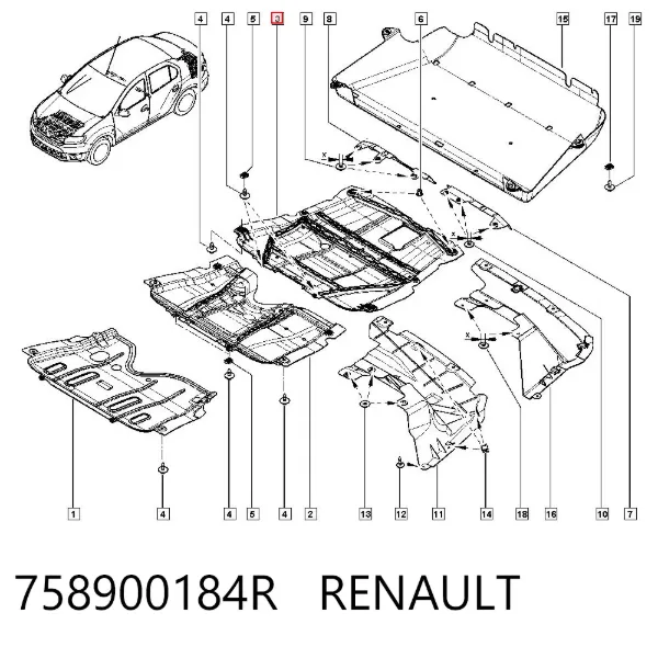 Osłona silnika, miski (przedziału silnika) 758900184R Renault (RVI)