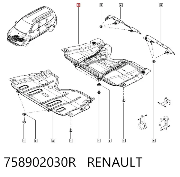 Osłona silnika przednia 758902030R Renault (RVI)