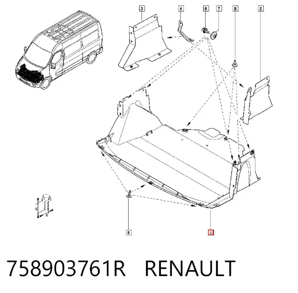 Osłona silnika, miski (przedziału silnika) 758903761R Renault (RVI)