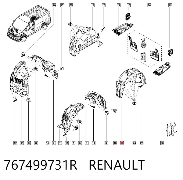 Nadkole błotnika tylnego lewe 767499731R Renault (RVI)
