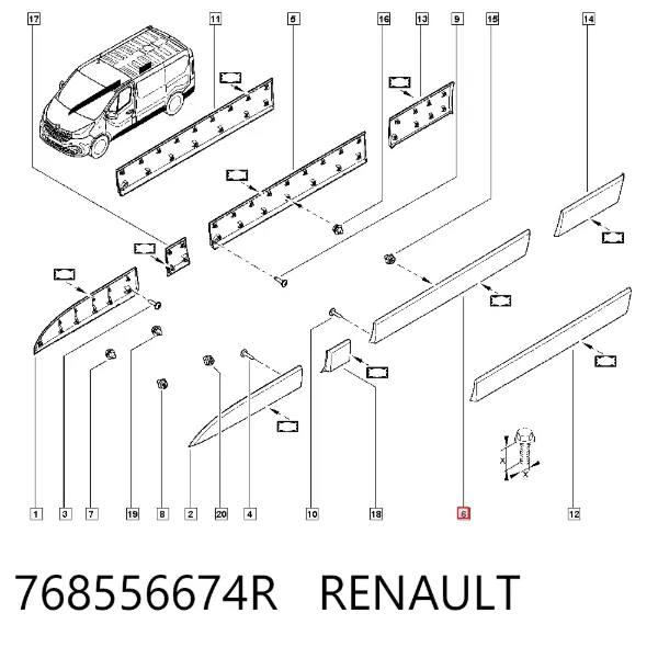 Listwa ochronna drzwi bocznych (przesuwnych) 768556674R Renault (RVI)