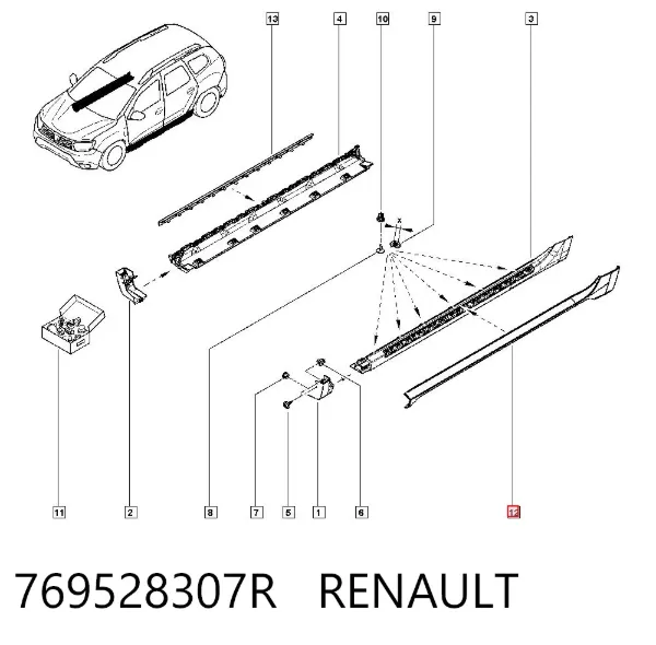 Nakładka (listwa ochronna) na próg zewnętrzna lewa 769528307R Renault (RVI)