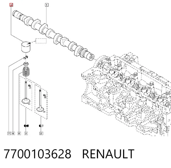 Kompensator hydrauliczny (popychacz hydrauliczny), popychacz zaworu 7700103628 Renault (RVI)