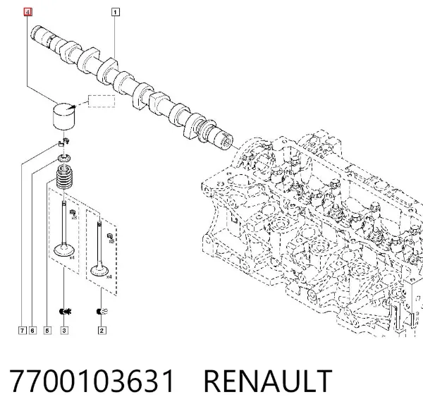 Kompensator hydrauliczny (popychacz hydrauliczny), popychacz zaworu 7700103631 Renault (RVI)