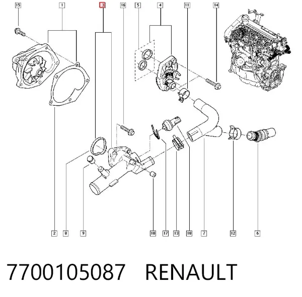 Czujnik temperatury płynu chłodzącego 7700105087 Renault (RVI)