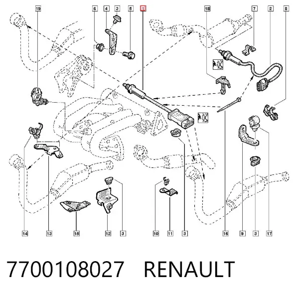 Sonda lambda czujnik tlenu po katalizatorze 7700108027 Renault (RVI)