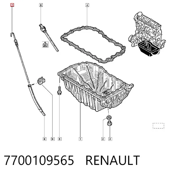 Bagnet poziomu oleju w silniku 7700109565 Renault (RVI)