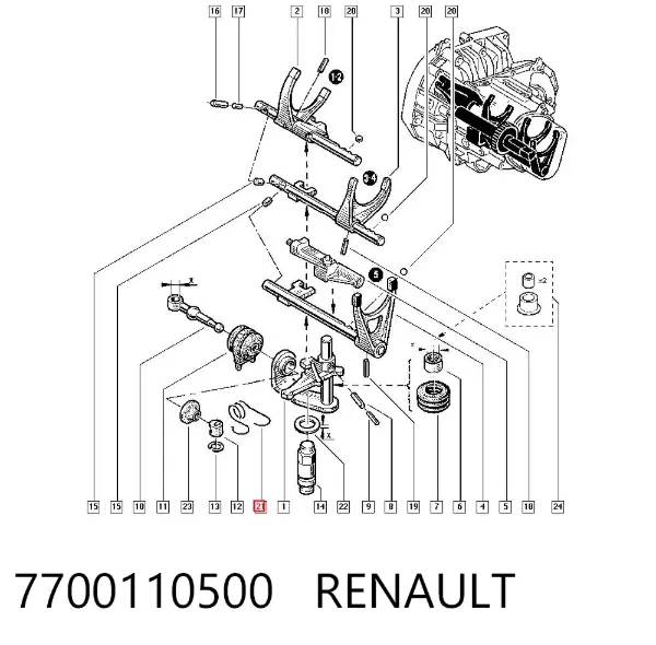 Zestaw naprawczy cięgna zmiany biegów 7700110500 Renault (RVI)