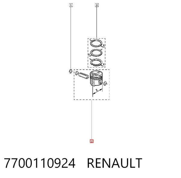 Tłok, komplet do jednego cylindru, STD 7700110924 Renault (RVI)