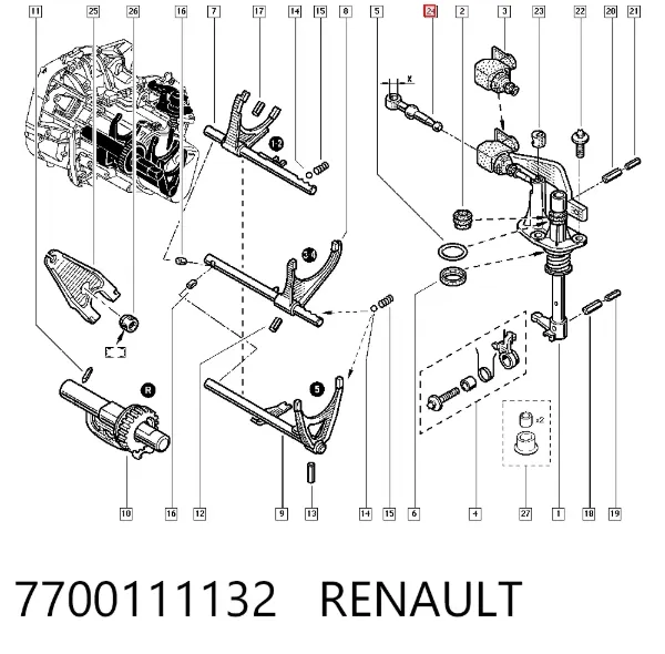 Mechanizm - cięgno zmiany biegów 7700111132 Renault (RVI)