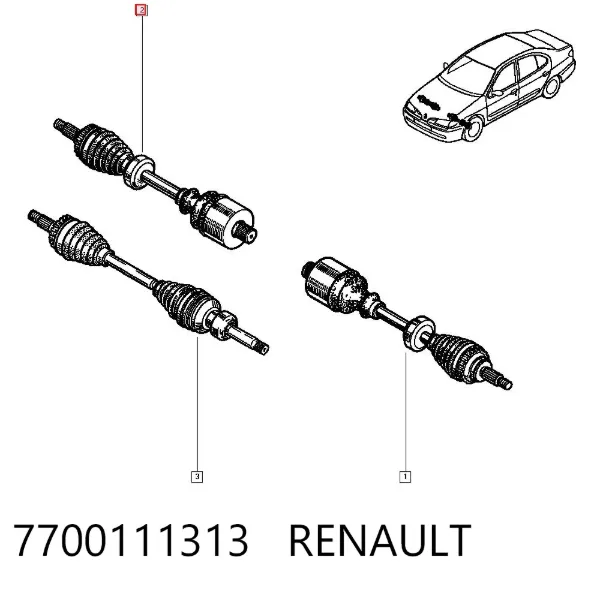 Półoś napędowa przednia prawa 7700111313 Renault (RVI)