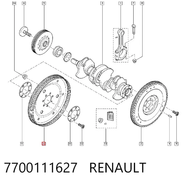 Koło zamachowe silnika 7700111627 Renault (RVI)