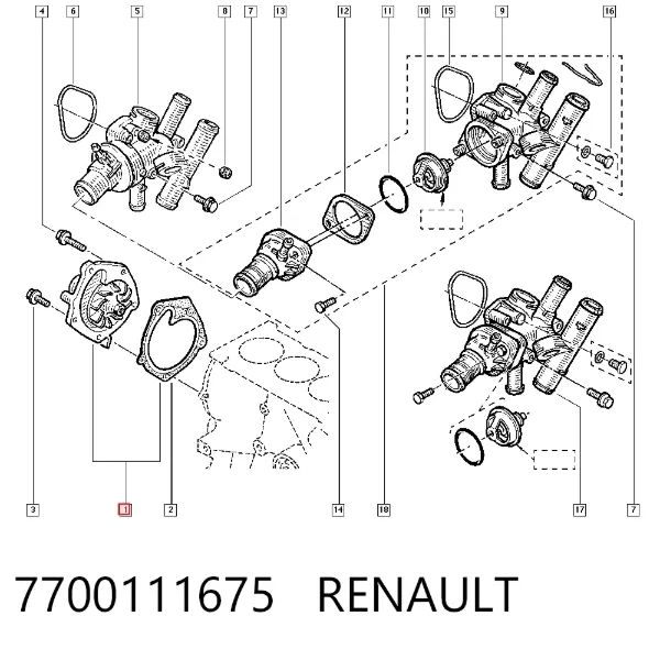 Pompa chłodząca wodna 7700111675 Renault (RVI)