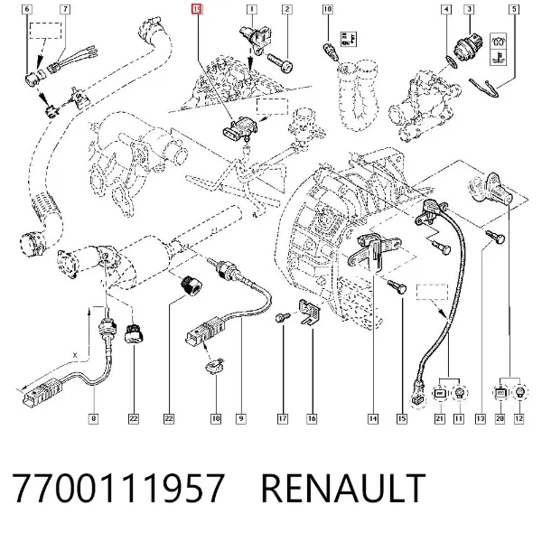 Czujnik ciśnienia w kolektorze ssącym, MAP 7700111957 Renault (RVI)