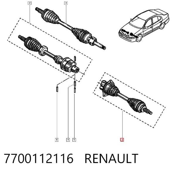 Półoś napędowa przednia lewa 7700112116 Renault (RVI)