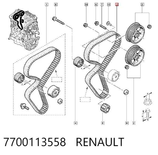 Pasek rozrządu 7700113558 Renault (RVI)