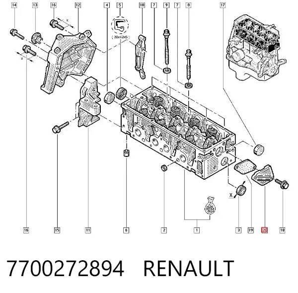 Zaślepka głowicy cylindrów/bloku cylindrów 7700272894 Renault (RVI)