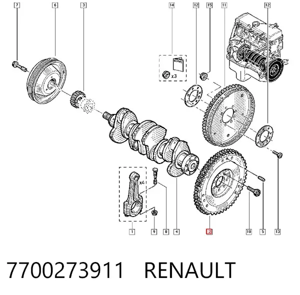 Koło zamachowe silnika 7700273911 Renault (RVI)