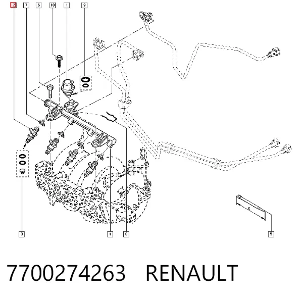 Wtryskiwacz paliwa 7700274263 Renault (RVI)