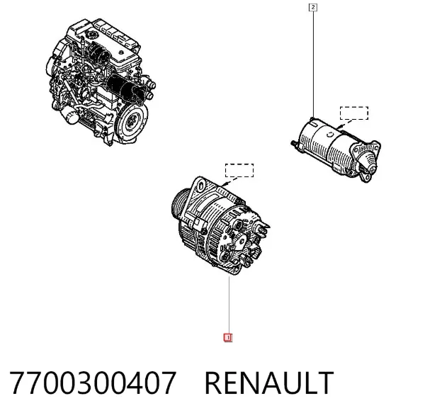 Alternator 7700300407 Renault (RVI)