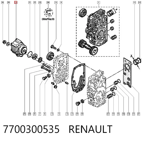 Pompa wspomagania hydraulicznego kierownicy 7700300535 Renault (RVI)