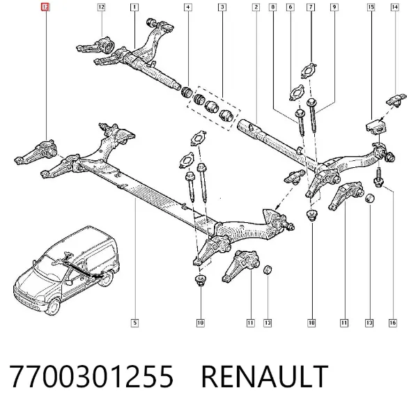 Silentblock tylnej belki 7700301255 Renault (RVI)