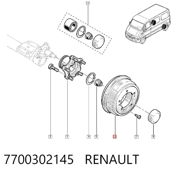 Bęben hamulcowy tylny 7700302145 Renault (RVI)