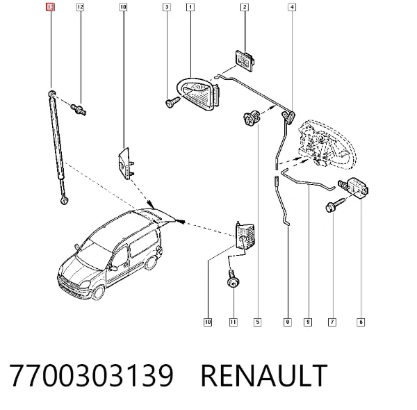 Amortyzator klapy bagażnika (3/5 drzwi-tylnych) 7700303139 Renault (RVI)