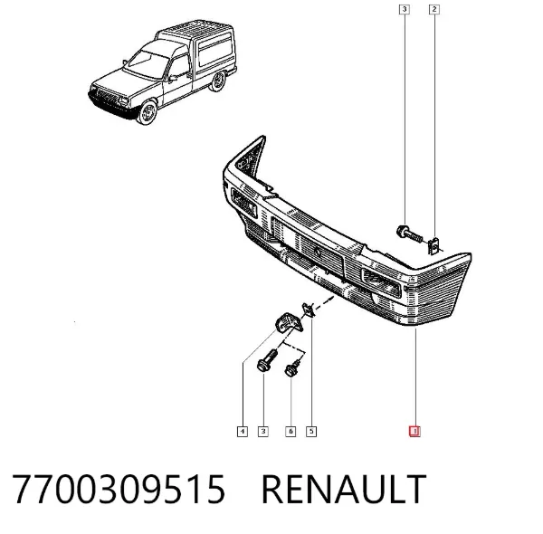 Zderzak przedni 7700309515 Renault (RVI)