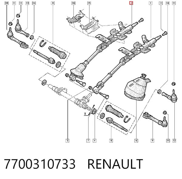 Kolumna (wał) kierownicza (kierownicy) Renault Kangoo I