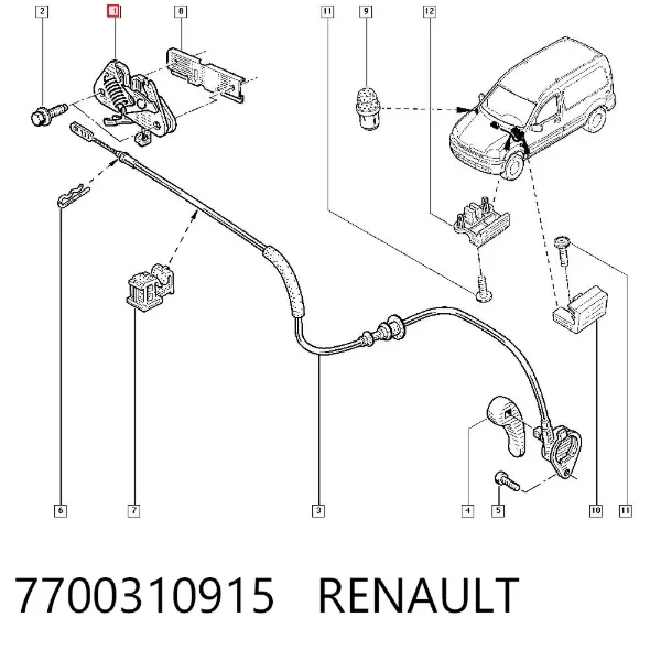 Zamek maski Renault Kangoo I
