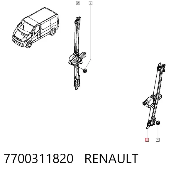 Mechanizm podnoszenia szyby drzwi przednich lewych 7700311820 Renault (RVI)