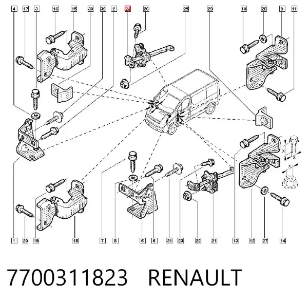 Ogranicznik drzwi przedni 7700311823 Renault (RVI)