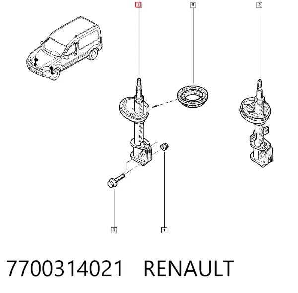 Amortyzator przedni 7700314021 Renault (RVI)