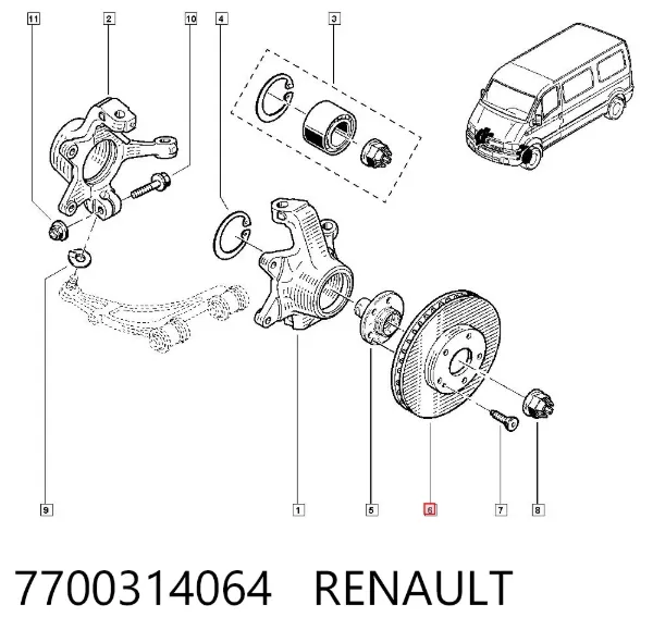 Tarcza hamulcowa przednia 7700314064 Renault (RVI)
