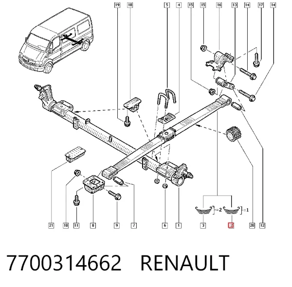 Resor tylny 7700314662 Renault (RVI)